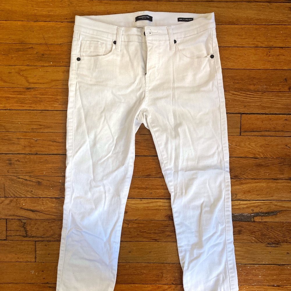 White Ankle Straight Jeans